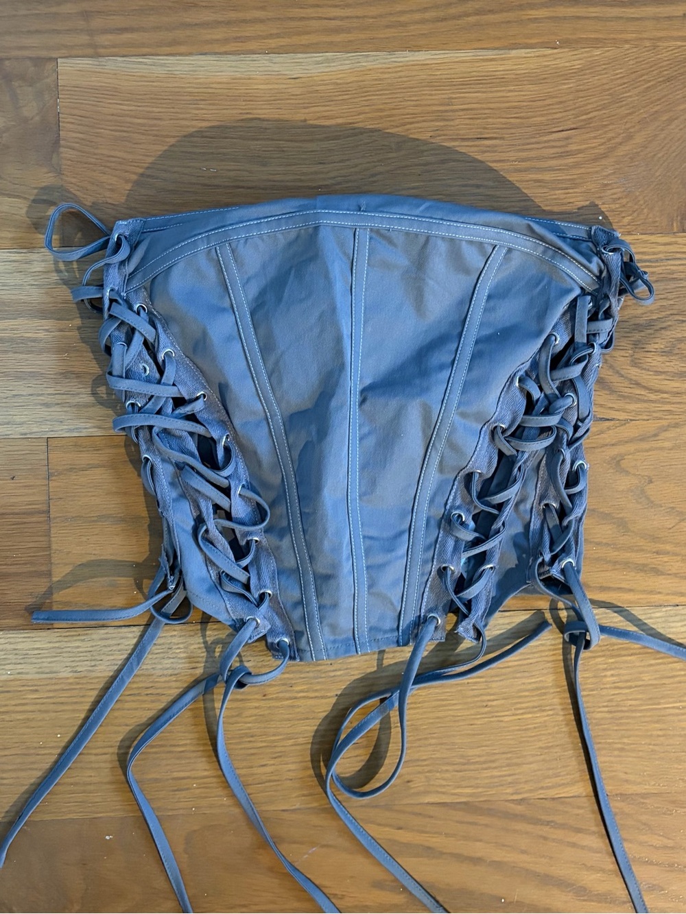 Lace-Up Corset Belt in Slate Blue - Women Accessories